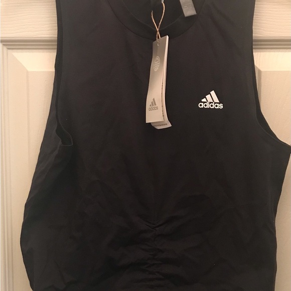 Adidas Black Sleeveless Top Drawstring to Crop top NWT Size XS - Picture 5 of 9